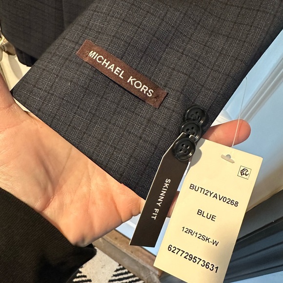 NWT Michael Kors Navy Blue Plaid Suit Youth 12 - Picture 8 of 9